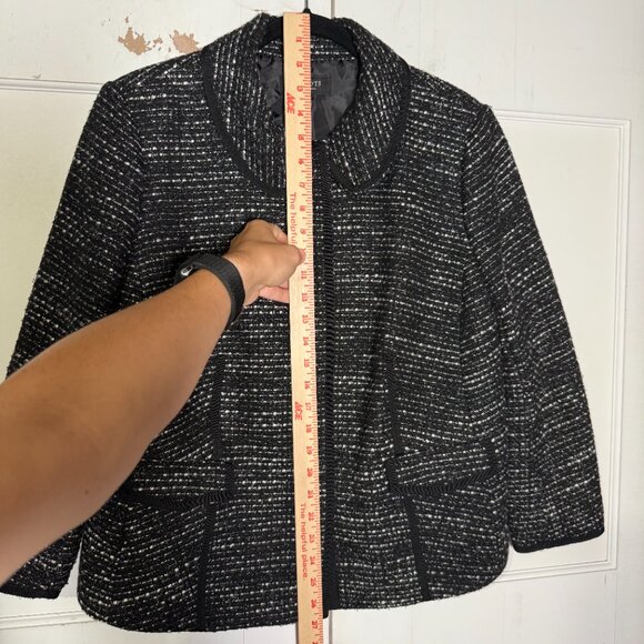 Talbots Black and White Tweed Woven Blazer Size 18WP Wool Office Careerwear - Picture 3 of 9